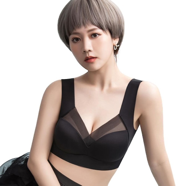 Dame Komfortabel Myk Sømløs Push Up BH Shapewear Trådløs Crop Top Vest Sportsundertøy 2XL Svart 2XL Black