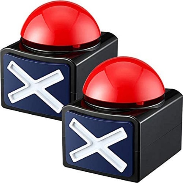 2 stk Game Buzzer, Answer Buzzers for Game Show med lys og alarmlyd Game Show Button Box Party Contest rekvisittleketøy