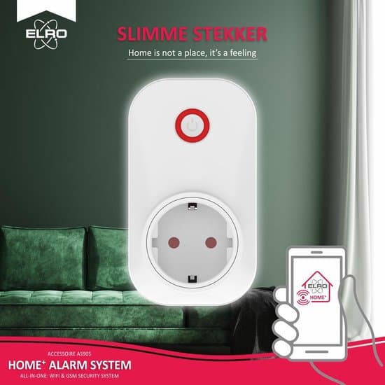 ELRO AS90PL Smart Plug-tilbehør for AS90S Home+ alarmsystem, app-styrt lysbryter opptil 2500W, hvit