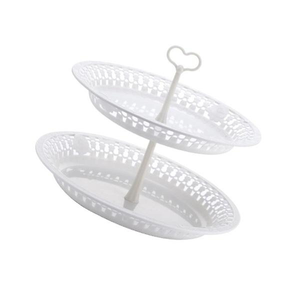 1 stativ för tårtor i två våningar, serveringsställ, eftermiddagste, snacksfat, vitt, 24,5 x 24,5 cm White 24.5X24.5CM
