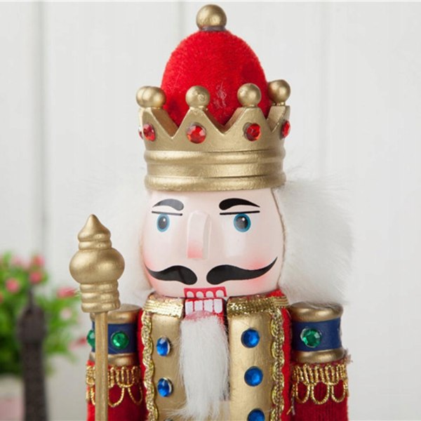 4*Hand-painted 30CM Nutcracker Puppet Soldier King Wooden Nutcracker Man Christmas Small Ornament