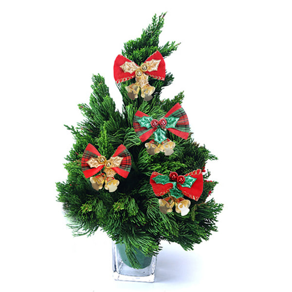 4 st julbågar med klockor Mini bågknut ornament julgirlang båg ornament dekorativa bågar för julgran bröllop