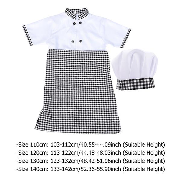 1 Set Unisex Kids Chef Cosplay Uniform Outfit Kortärmad Blus Med Förkläde HattAsorterad färg120cm Assorted Color 120cm