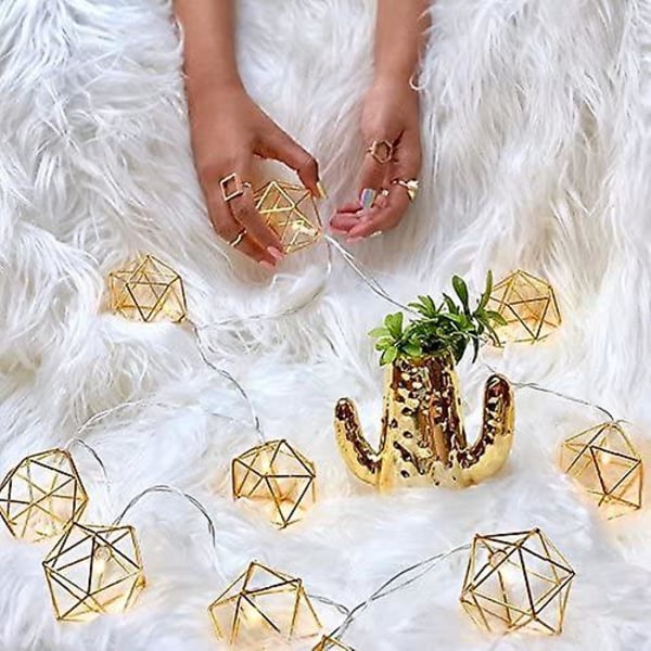 3m 20 LED Geometrinen Rose Gold Metalliset Jouluvalot Koristeelliset Keijuvalot Olohuoneen Juhliin Hääjuhliin Puutarhaan (paristokäyttöiset)