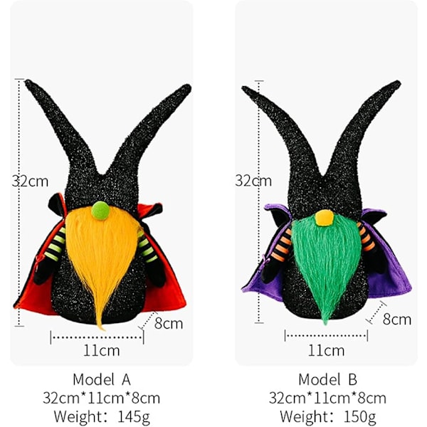 Halloween-tontut Plush-lelu, Käsintehty Kasvoton Nuken Värikkäällä Parranpeitteellä Haamuhattu Nuken, Halloween-juhlan Syntymäpäiväkoristelahjat 2kpl