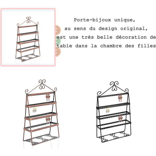 Opbevaringsdisplaystativ Smykkeholder Metal Øreringsholder Retro Smykkeholder Dameværelse Dekoration, Længde 20,5 cm * Bundbredde 7 cm * 32 cm