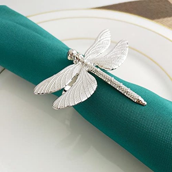 2PCS Dragonfly Serviettring Gull DIY Hotell Bryllup Bankett Bordskjerm Metall Serviettspenne (Gull / Sølv)