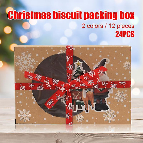 24 st julgodisboxar Presentboxar Muffinboxar Med Fönster Papper Jul DIY Presentkaka