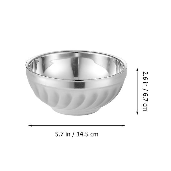 3 st Salladskålar i Rostfritt Stål Dubbellager Värmeisolering Skål Matbehållare Silver 14,5X14,5X6. Silver 14.5X14.5X6.7CM