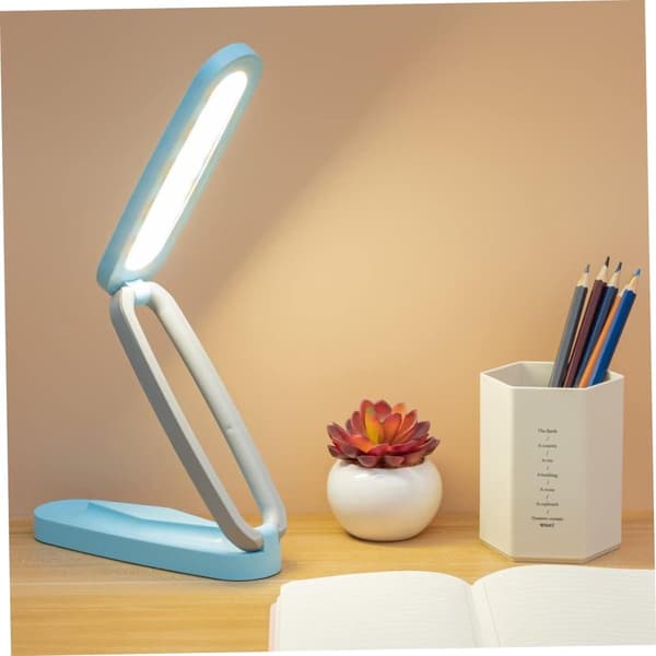 Sammenfoldelig LED-bordlampe Genopladelig Touch Control med 3 Lysstyrkeniveauer Øjenplejende Læselampe til Børneværelse Himmelblå