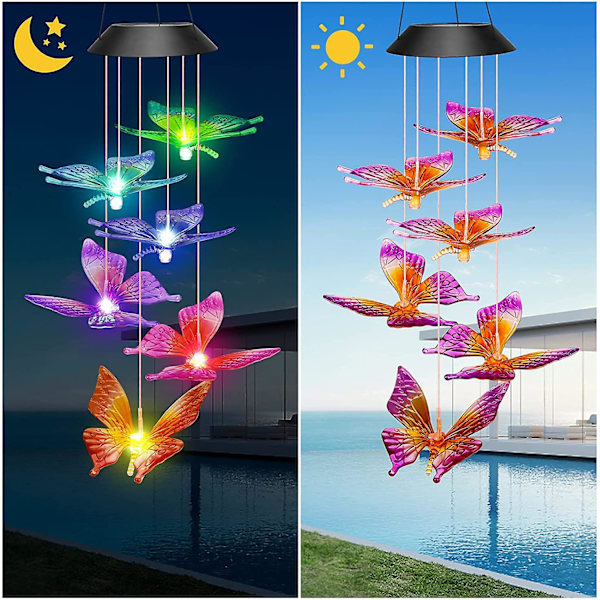 Gave til mamma Morsdaggave til kvinner, sommerfugl-vindklokker utendørs solcellelampe til kvinners bursdagsgave Valentinsdaggave til utendørs hage De