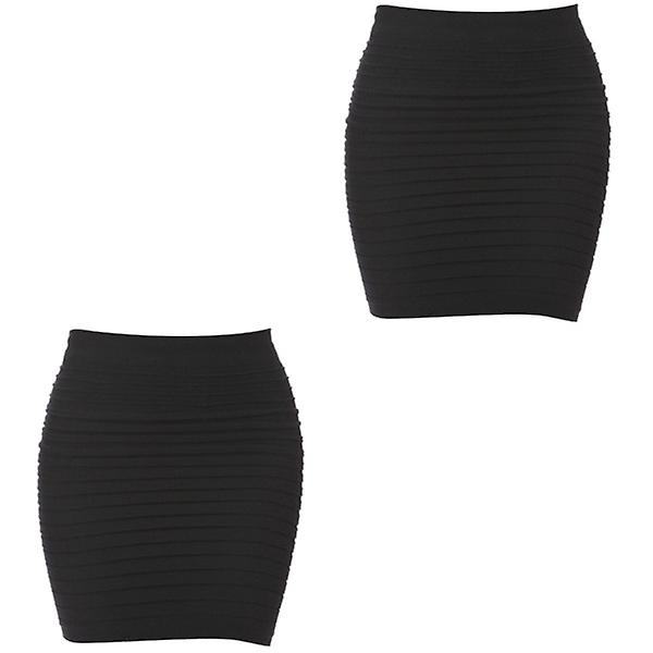 3 kpl Naisten Elastinen Pliseerattu Korkeavyötäröinen Paketti Hip Short Skirt Fashion Sexy Female Clothing (musta)2 2pcs