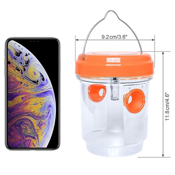 2-pakks Solcelled Veggfelle for Veps, Solcelled Vepsdrep med UV-LED-lys, Gjenbrukbar Biefanger Utendørs for Hornet, Oransje Orange