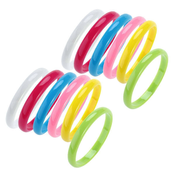 RYI)12 st/set Mode Plast Armringar Slumpmässig Färg Armband för Kvinnor Barn Dekoration Användning