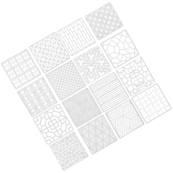 16 st Geometriska schabloner Ihåliga målningsschabloner Plast ritmall Stencils20x20cm 20x20cm