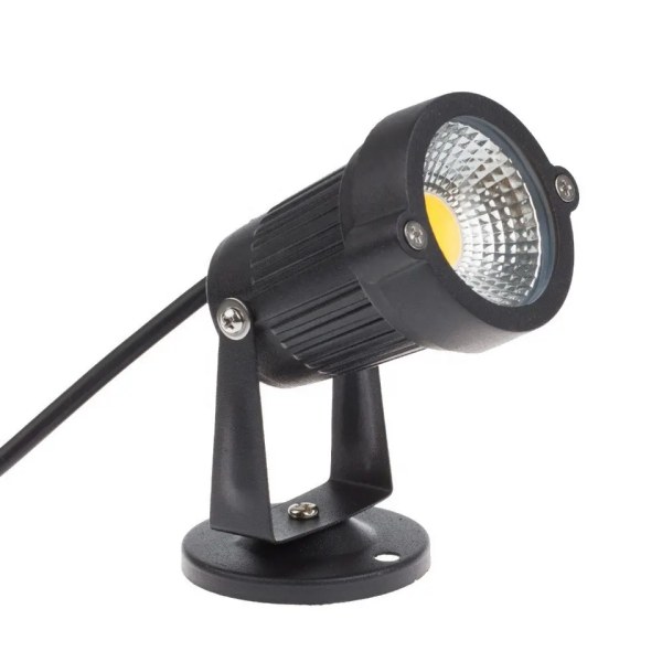 Landskabslys - 5W Udendørs Spotlight - Vandafvisende Varmt Hvidt Landskabslys - 4-delt Ledning til Terrasse, Have, Patio, Indkørsel (Ingen Pigge) (4-pak)