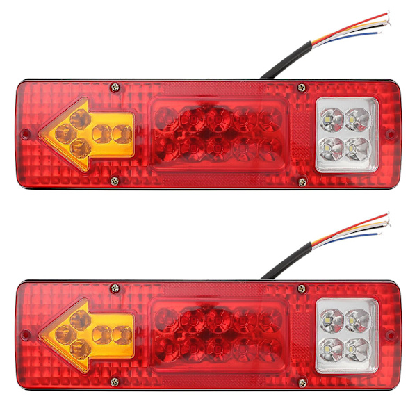 2 st Släpvagnsbakljus 12V LED Släpvagnsljus Signallamp för Lastbilar Släpvagnar Röd Red