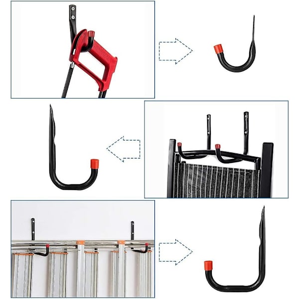6 stk. Garagekroge, Heavy Duty Garage Opbevaring Utility Kroge Til Stiger Og Værktøj U-formet Organizer Vægmontering Med Skruer Til Ophængning Af Haveværktøj