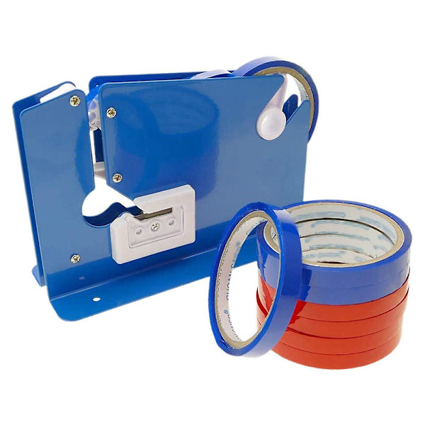 9 stk. 12 mm Holdbar Tape Cutter Dispenser Supermarked Plastpose Forseglingsmaskine Blå 22X15.2CM Blue 22X15.2CM