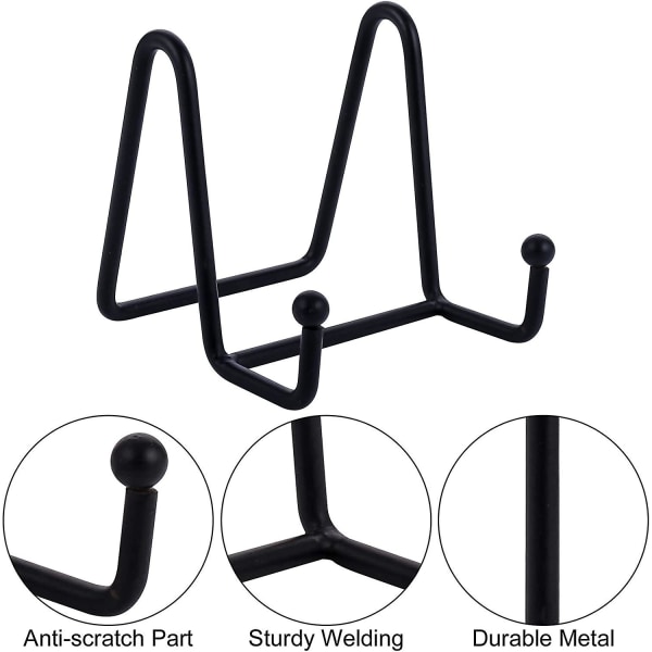 Tallriksställ för Visning Järn Staffli Tallrikshållare Visningsställ Metallram Hållare Stativ för Bild, Dekorativ Tallrik, Bok (2 st, Svart)