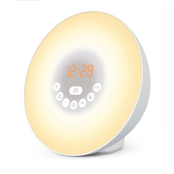 Soloppgangsvekkerklokke for tunge sovende, Wake Up Light med Simulering Soloppgang/Solnedgang, Snooze og Sleep Aid, gul