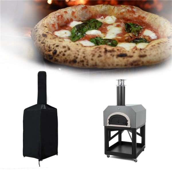 Pizzaovn beskyttelsesdæksel, til udendørs pizzaovn, kraftigt vandtæt låg, falme og vejrbestandigt opgraderet materiale, sort