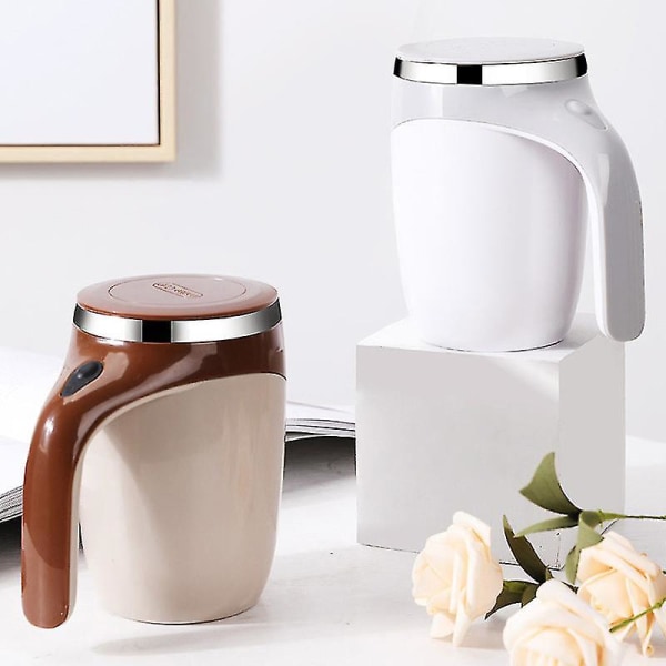 Automatisk självomrörande magnetmugg Rostfritt stål Temperaturskillnad Kaffeblandare Mixer Smart Mixer Thermal kopp Blender White