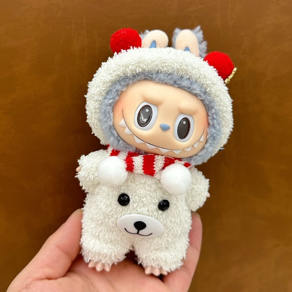 /RYI/ 17cm Blind Box Labubu Docka Klädset Utan Docka Söt Tröja Outfit Gåva Labubu Kläder Hänge Canvas Docka Väst Set Type G Just cloth without doll 17cm