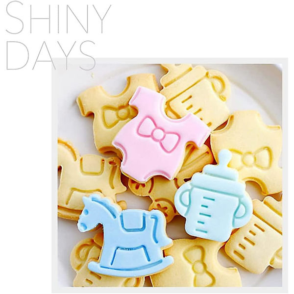 Baby Shower Kageudstikkere Form Sæt Med Fjeder Konditori Fondant Udskærer Kiks Udskærer Form (1 sæt, Lilla)