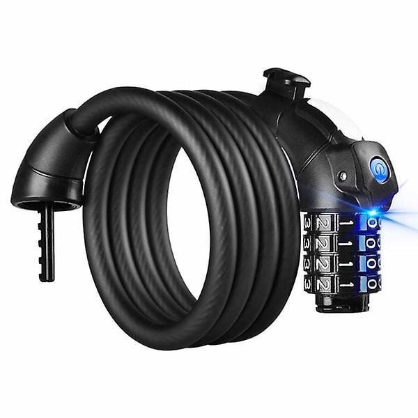 4-numeroinen yhdistelmäpyörän lukko Ketjun lukko Pyörän kaapelilukko Pyörän yhdistelmälukko Musta 150X1.2cm Black 150X1.2cm