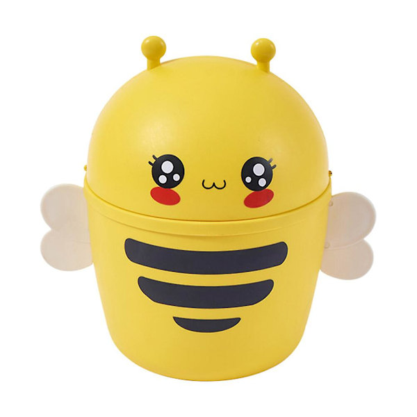 Mini søppelbøtte Skrivebord Søppelbeholder Cartoon Bee Søppelbøtte Med Lopp Gul 21X20.5X14.2CM Yellow 21X20.5X14.2CM