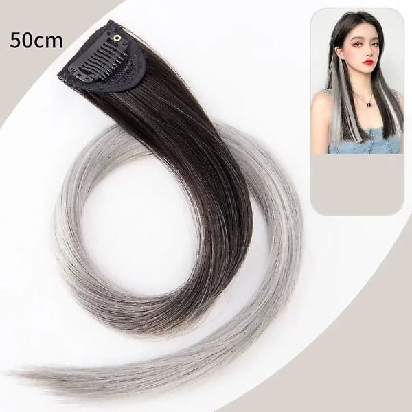 2 stk. Clip-on Rett Hårforlengelse Dame Fargegradient Farge Hengende Ørefarge Ett-stykke Highlight Farget Høy 1