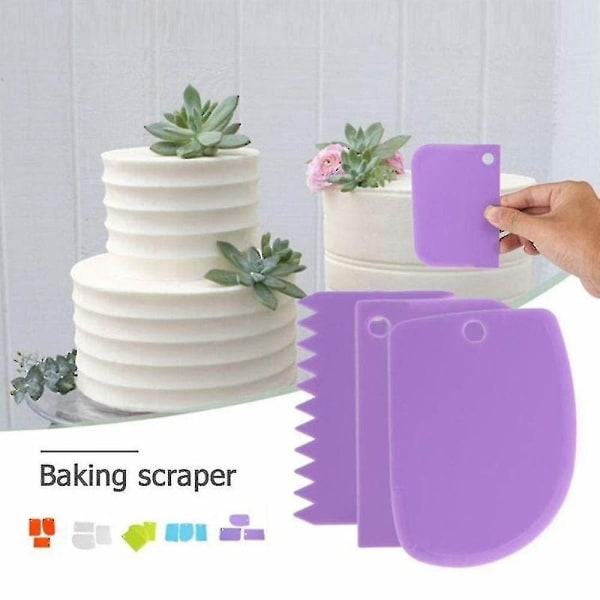 DIY Skraber 3 stk./sæt Kagedekorationsspatel Fondant Dejskærer Glat Takket Pink Pink