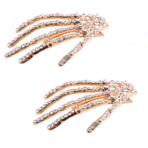 2 stk. Legering Rhinestone Skjelett Klør Hånd Hårklipp Hårspenne Klø Barrette Mote Hårtilbehør For Kvinner Hvit White