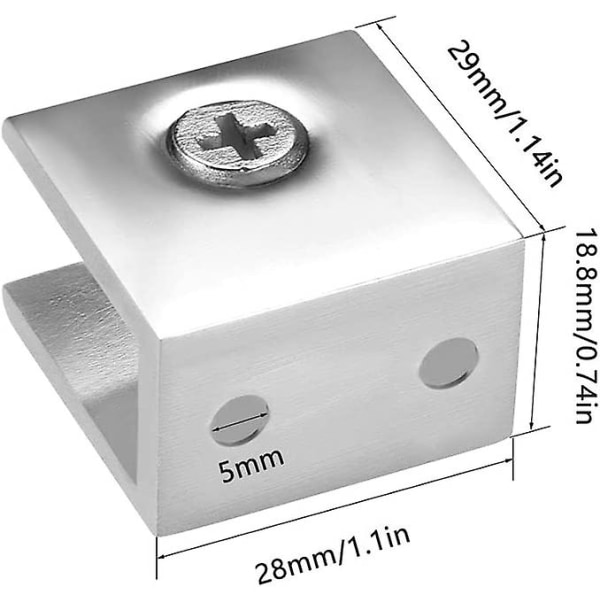 4 kpl Lasiklipsut, Sinkkiseos Lasiklipsut Suorakulmio 8-12mm Säädettävät Kylpyhuoneen Lasikannattimet, Pölyhuoneelle, Parvekkeelle