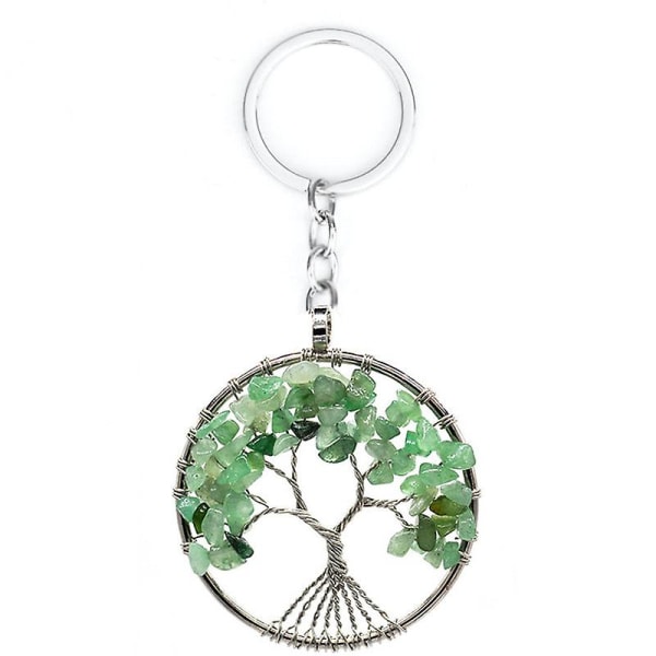 Chakra Livets Träd Kristall Nyckelring Ädelsten Healing Kristaller Nyckelkedja Silver Tumlade Stenpärlor Nyckelring Kvinnor Män (3st, Färgrik+röd+grön)