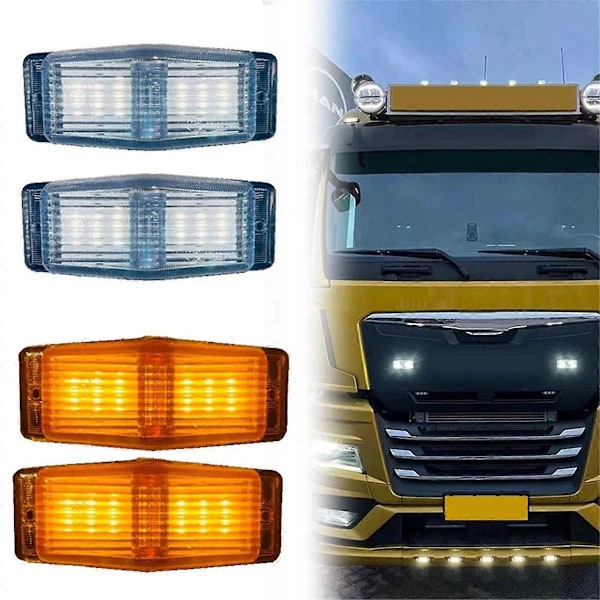 2 stk. LED markeringslys foran, dobbelt brænderindikatorlampe til MAN lastbil, lastbil, frontgrillys B BlackYellow