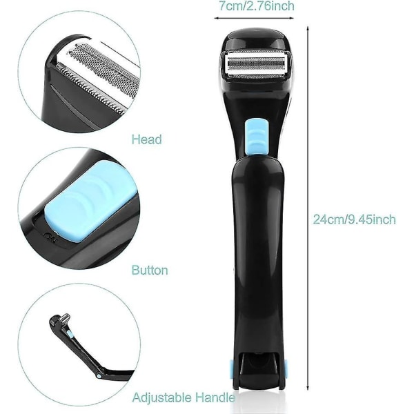 Ryg Hårfjerning og Kropsshaver, Ergonomisk Håndtag, Barbering Våd eller Tør
