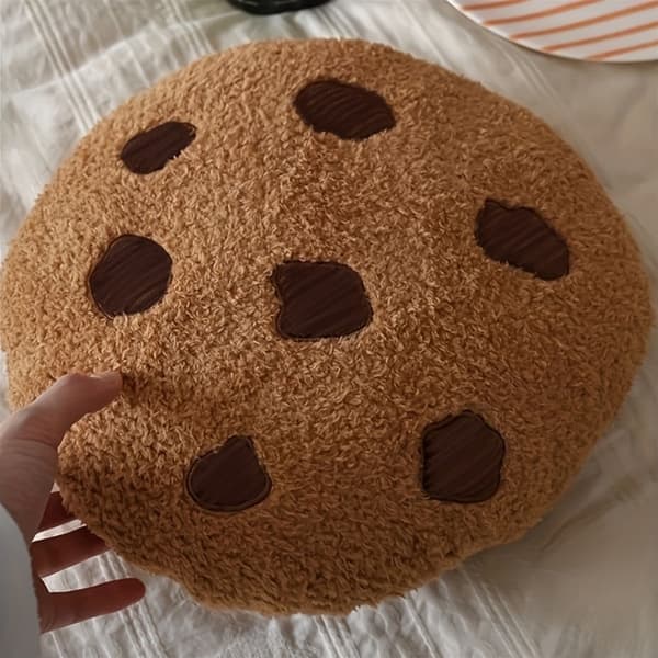 Kageformet Plys Pyntepude Blød Fluffy Chokoladechip Design Dekorativ Pude til Soveværelse Stol Sofa 11 Tommer