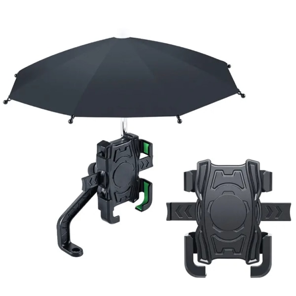 Matkapuhelinteline aurinkovarjolla sateenkestävä iskunkestävä aurinkovarjo Creative polkupyörän puhelinteline ulkokäyttöön, 2,55"-3,34" leveä puhelin (musta)