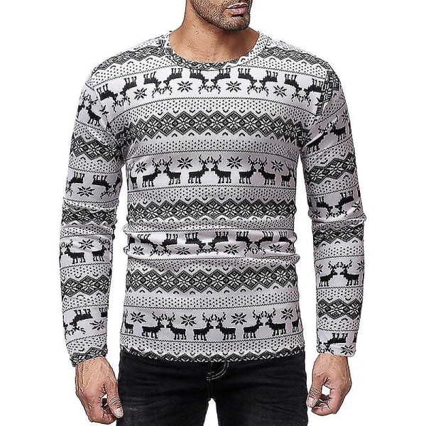 Menn Trykte T-skjorter Rund Hals Lang Erme Slim Fit Pullover Topper For Vår M