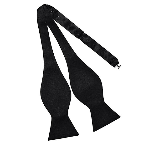 Håndknyttede slips i solid farge for menn, i polyester silke, for smoking og bryllup - Gourd-form, forretningsdress - Svart Black