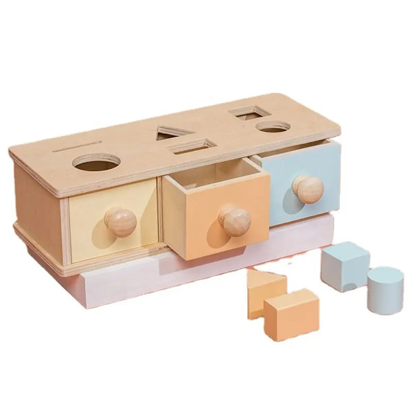 Montessori-kolikoiden ja pallojen yhdistämislaatikko, puinen laatikkokolikkolaatikko, esineiden pysyvyyden laatikko, varhaiskasvatuslelu (laatikkokotelo)
