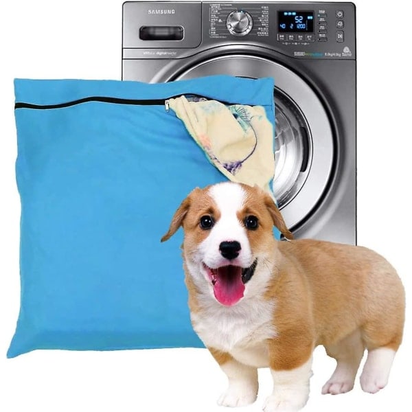 Vaskpose for kjæledyr - Blå filtre - For vaskemaskin - Glidelås - For sengetøy, tepper, håndklær - Størrelse M (65*70cm)