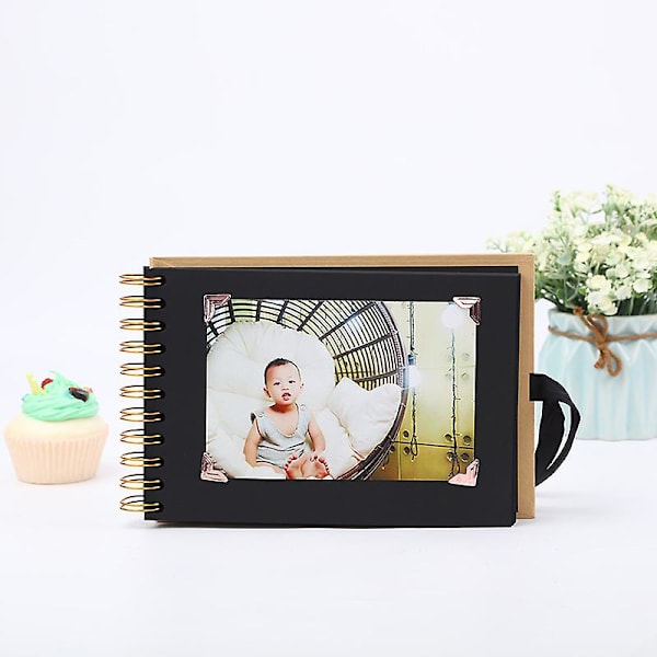Scrapbook Fotoalbum Gör-det-själv Omslagsfoto Ficka 30 Sidor Sidenband Hantverkspapper Album Gästbok (1st) Khaki Khaki