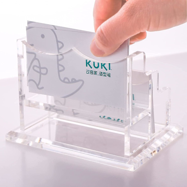 Visitkort Holder Til Skrivebord - Klar Akryl Visitkort Stativ - Flere Visitkort Display Holder Passer Til 2\" X 2\" Lomme 2 Pocket