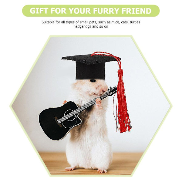 2 stk Miniatyrgaver Gradhette Kjæledyr Katt Graduation Hat Graduation Caps Gowns Hunder Hund CapsRød 5,5X3,5C Red 5.5X3.5CM