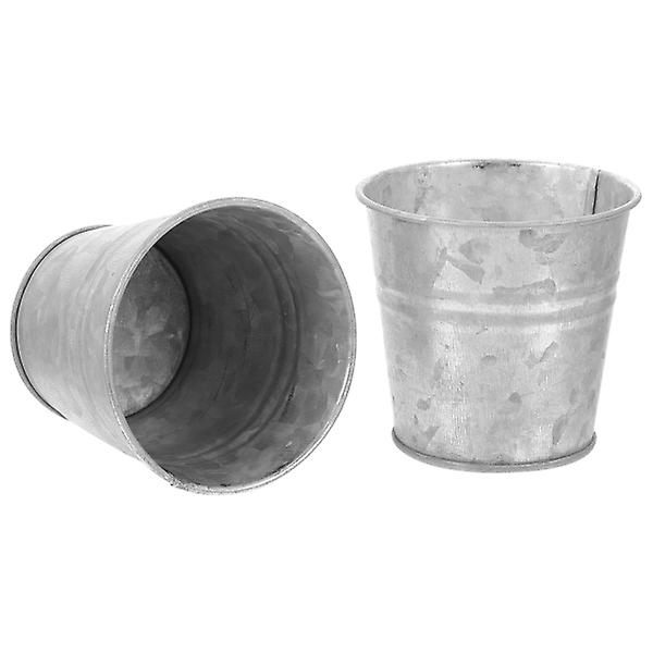 2 stk. Skrivebords Topper Metall Tin Bøtter Landlig Dekorativ Vaser Pitcher Jug Vase Tørket Blomst Bøtte Støpejern Blomsterpotter Sølv 7X7X6CM Silver 7X7X6CM