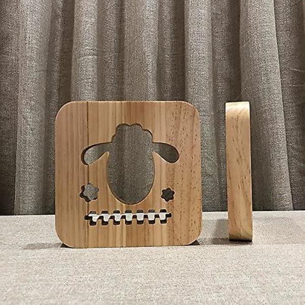 Kreativ 3D Delfin Trælampe, LED Bordlampe USB Strøm Tegneserie Natlampe Skrivebordslampe Hjem Soveværelse Dekoration Lampe, Gave Til Børn Voksne Piger Drenge BSheep Sheep