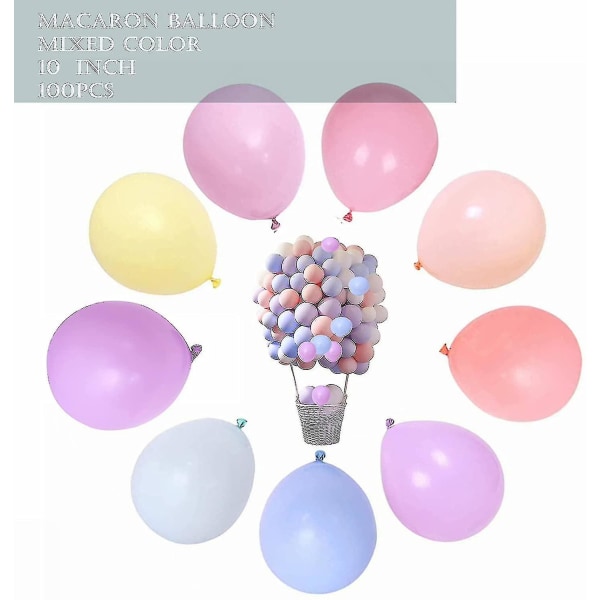 100 st 10in Macaron pastellballong kompatibel med födelsedagsfest Bröllopsdekoration i multi färger